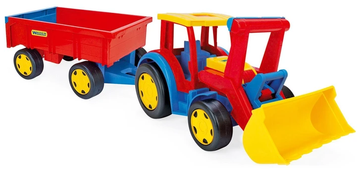 Sunkioji technika Wader Giant Tractor Loader With Trailer 66300, mėlyna/raudona/geltona