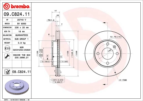 BREMBO 09.C824.11 Brake Disc