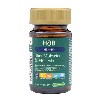 H&B ULTRA multivitaminai ir mineralai 45+ vyrams, 30 tablečių