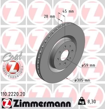 Stabdžių diskas ZIMMERMANN 110.2220.20