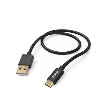 Cable Hama "Fabric" USB-A/USB-C 1.5m Nylon, Black