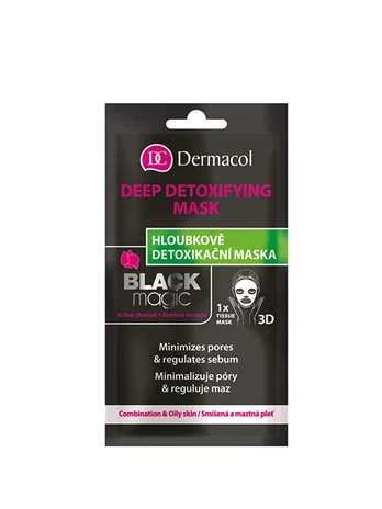 Dermacol, Black Magic, Activated Charcoal, Detoxifying, Sheet Mask, For Face, 15 ml *Tester