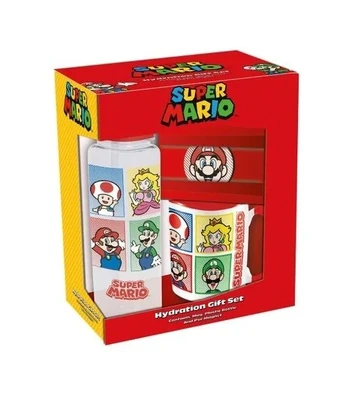 SUPER MARIO (4 COLOUR) GIFT SET (PLASTIC BOTTLE, MUG &amp; MAGNET) V2