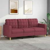 Trivietė sofa, raudonojo vyno spalvos, 180cm, audinys kaina
