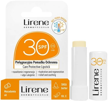 Lirene Rūpestingi apsauginiai lūpų dažai SPF30 4,6g