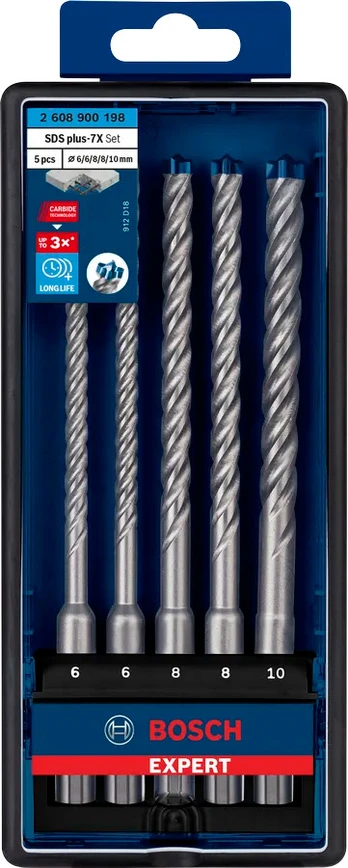 Grąžtas Bosch SDS plus-7X gražtu komp Robust Line 6/6/8/8/10 mm