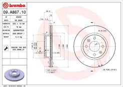 Stabdžių diskas BREMBO 09.A867.10 kaina