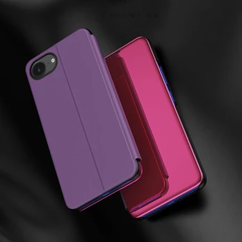 Clear View Case for iPhone 16e Flip Cover - Pink