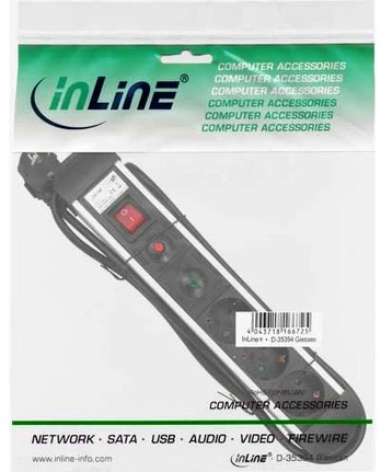 InLine apsauga nuo viršįtampių 3 lizdai 1,5 m juoda (16431A)