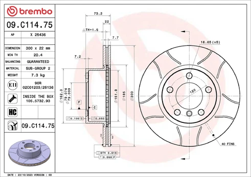 Stabdžių diskas BREMBO 09.C114.75