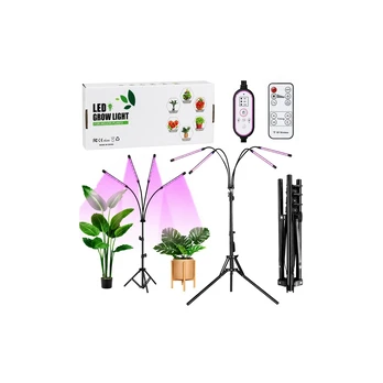 Lean LED lamp for growing crops and illuminating plants, 4-panel stand, remote control