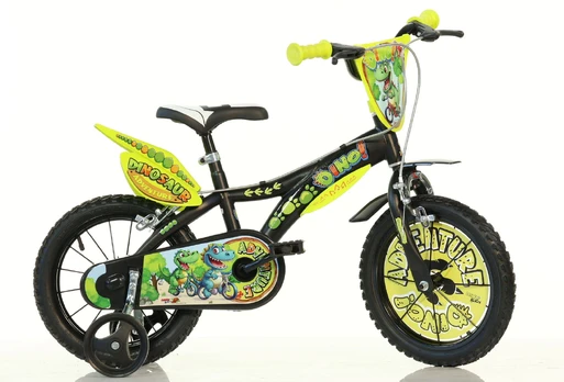 Vaikiškas dviratis Dino Bikes, juodas/žalias, 16"