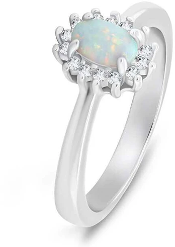 Brilio Silver Elegant sidabrinis ring with opal and zircons RI106W