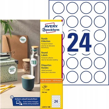 Apvalios etiketės Avery 40mm L3415-100