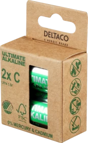 Elementai DELTACO C (LR14), 1,5 V, 2 vnt. / ULT-LR14-2P kaina
