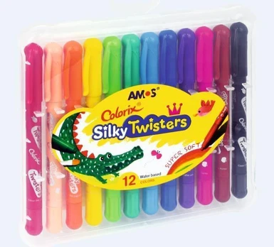 Kreidelės Amos Silky Twisters, 12 spalv.