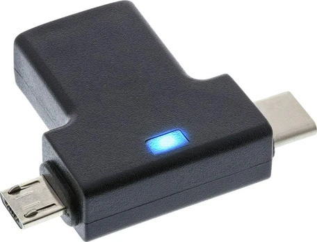USB InLine microUSB adapteris – USB + USB-C juodas (35804)