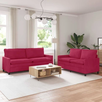 Sofa Sofos komplektas 2 pcs Vyno raudona Aksomas