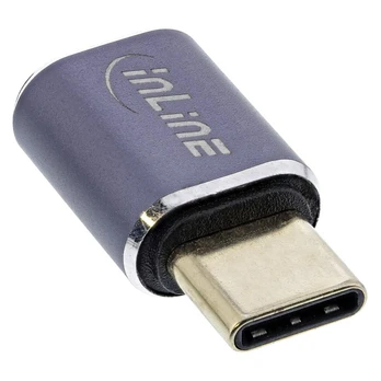 Adapteris USB InLine® USB4 Adapteris, USB Type-C male/female, aliuminio, pilkas
