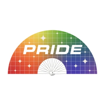 Pride Fan 64 cm - Large Polyester Folding Hand Fan Rainbow Design