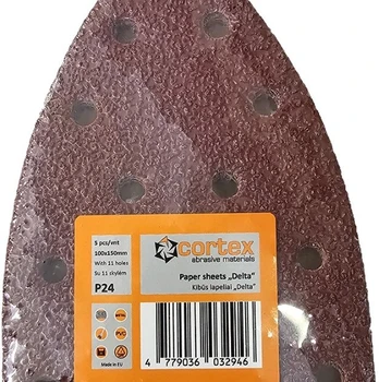 Šlifavimo lapelis CORTEX, DELTA tipo, P24, 100x150 mm, 5 vnt.