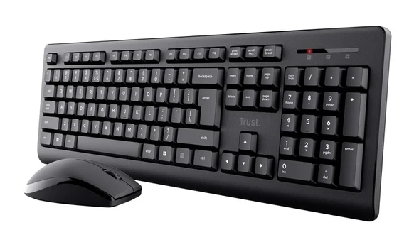 Trust Primo, Full-size (100%), RF Wireless, Membrane, QWERTY, Black, Mouse included