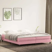 Box Spring Lova be čiužinio Rožinė 200x220 cm aksomas kaina