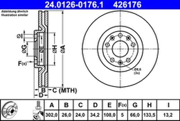 ATE 24.0126-0176.1 Brake Disc kaina