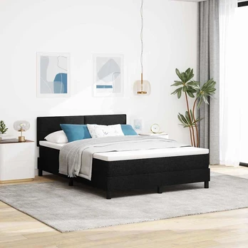 Box Spring Lova Su Čiužiniu & LED Juoda 140x200 cm Audinys