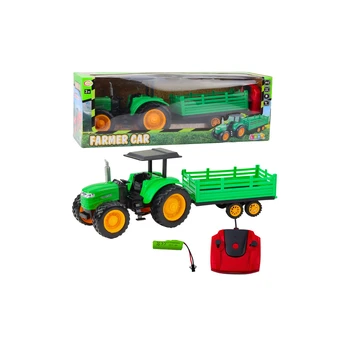 RC Green Remote Controlled Farm Tractor With Trailer