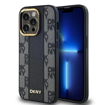 DKNY DKHMP14LPCPVSLK iPhone 14 Pro 6.1" juoda/juodas hardcase Leather Checkered Mono Pattern MagSafe