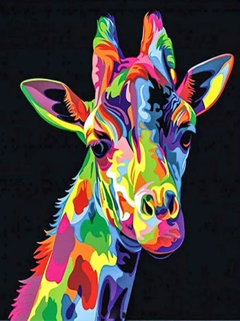 Tapybos pagal skaičius rinkinys: Rainbow Giraffe 40x50 cm T123