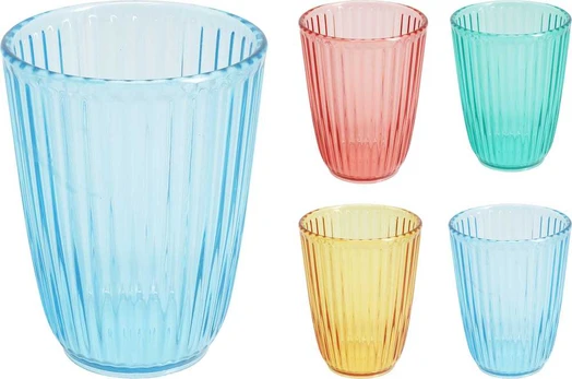 Mondex PLASTIKINIS STIKLAS 300 ML 8X10,5 CM 4 SPALVŲ