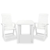 Bistro baldų komplektas, 3d., baltas, plastikas kaina