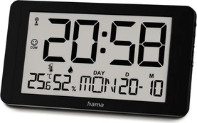 Hama Wall clock black cuba digital