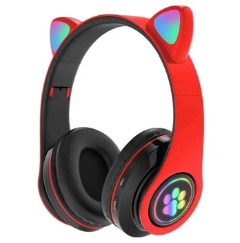 Tallomp Bluetooth 5.0 ausinės su katės ausimis, raudona