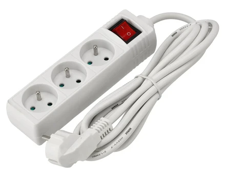 Prailginimo laidas su 3 lizdais, 3m, baltas