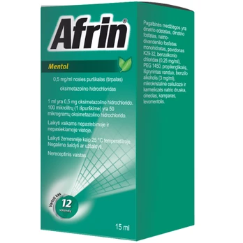 Nosies purškalas Afrin Menthol 0,5mg/ml, 15ml