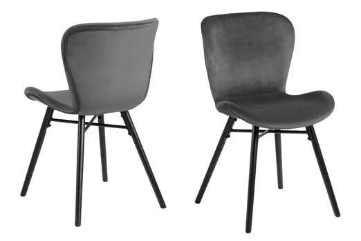 Batilda -A1 dining chair, Seat dark grey VIC 28, Base rubberw matt black, 2-Pack