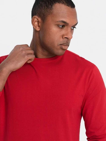 men's unprinted longsleeve - red v5 om-lsbl-0106
