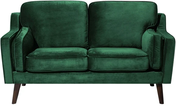 Beliani Dvivietė sofa LOKKA, veliūras, smaragdo spalva