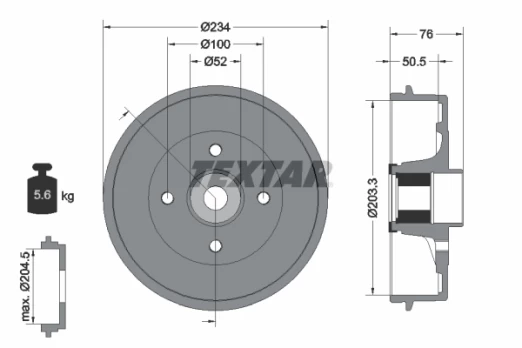 TEXTAR 94042400 Brake drum