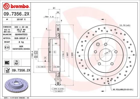 Stabdžių diskas BREMBO 09.7356.2X