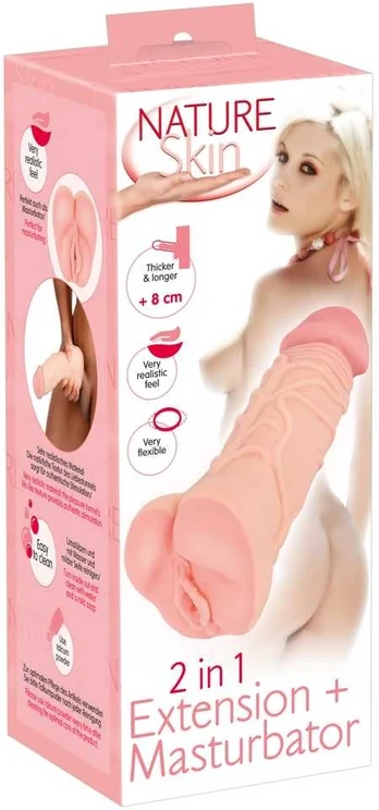 Nature Skin 2in1 Extension+Mas realistiškas masturbatorius