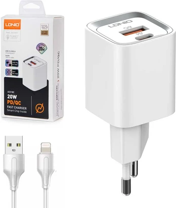 Ldnio Įkroviklis USB 20W PD QC3.0 kabelis USB-A Lightning