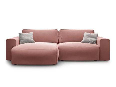 Velvet Left Corner Sofa With Bed Function And Box, "Victor", 3 Seats, 246x148x83, Pink