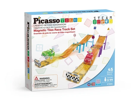 PICASSO TILES Magnetinis konstruktorius Racing Track Set 45 det., PTR04