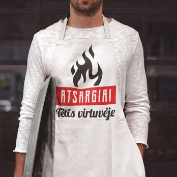 Medvilninė prijuostė "Atsargiai, virtuvėje tėtis"