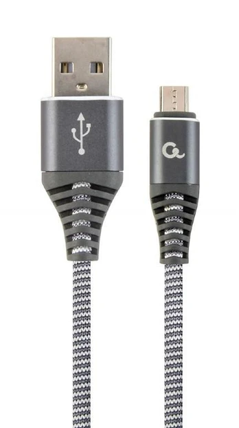 Gembird Cablexpert CC-USB2B-AMMBM-2M-WB2 USB laidas USB 2.0 USB A Micro-USB B Pilkas, Baltas