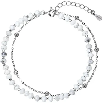 Evolution Group Double sidabrinis bracelet with howlites 13115.1